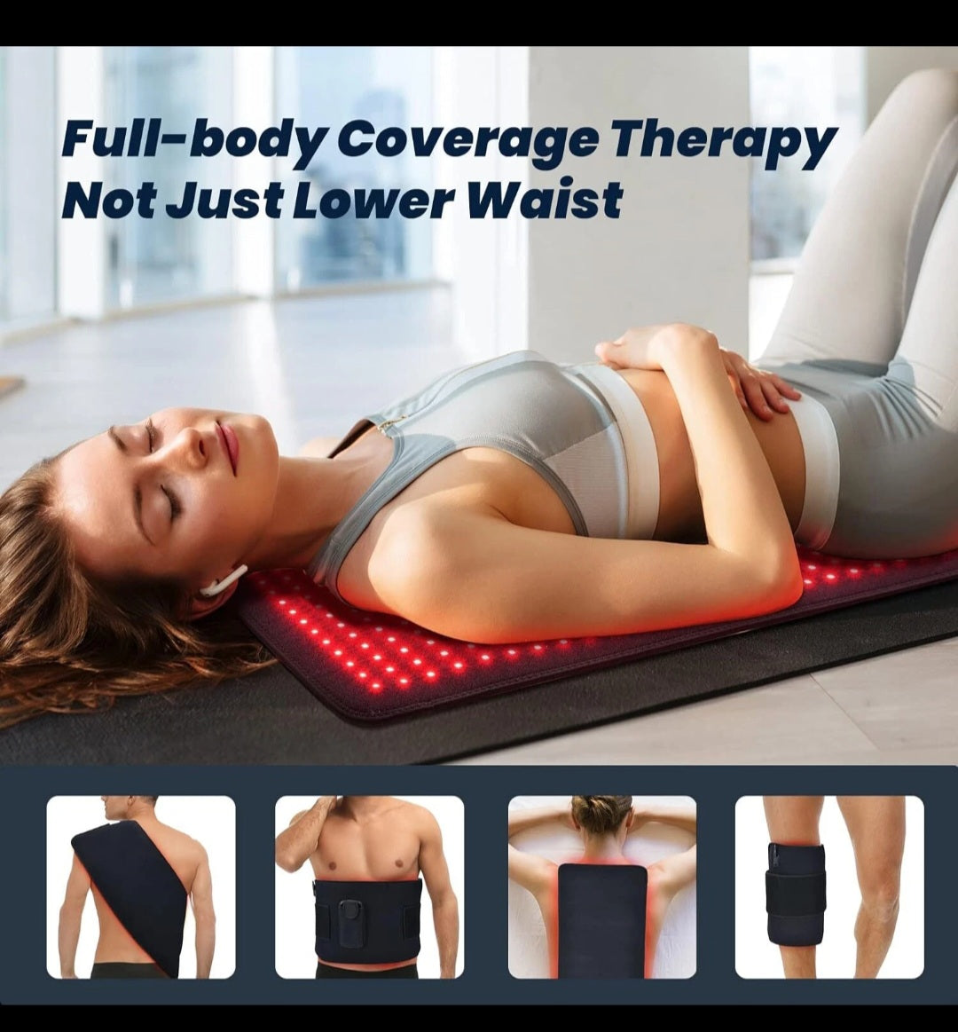 Red Light Therapy Mat for Body - 360 Leds Large Red & Infrared Light Therapy Pad Blanket with Infrared Light 850Nm & 660Nm for Full Body Waist Shoulder Muscle