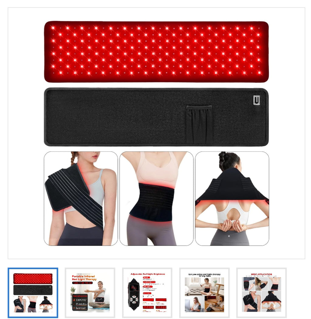 Red Light Therapy Belt – Allevared Infrared Red Light Therapy for Body, Back Pain and Shoulder - 660Nm & 850Nm near Infrared Heating Pad – Adjustable & Portable for Wellness & Relaxation